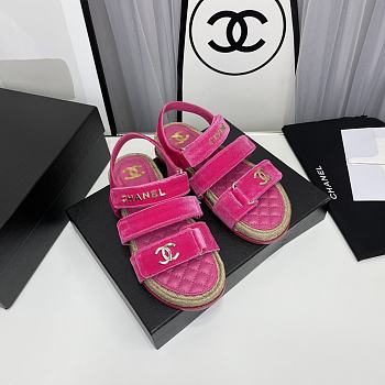 Chanel Sandals Pink Suede
