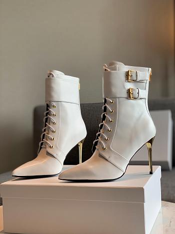 Balmain Leather Uria Ankle Boot White