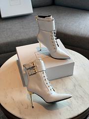 Balmain Leather Uria Ankle Boot White - 4