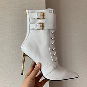 Balmain Leather Uria Ankle Boot White - 5