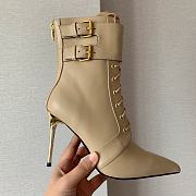 Balmain Leather Uria Ankle Boot Beige - 3