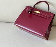 HERMES Kelly Bordeaux Glossy Box Leather size 32x23x10.5 cm - 6