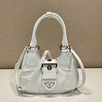 Prada Moon Re-Nylon And Leather Bag White 1BA381 size 22.5x16x7.5 cm