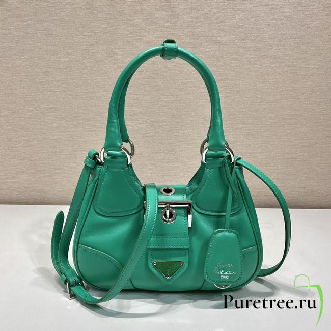 Prada Moon Re-Nylon And Leather Bag Green 1BA381 size 22.5x16x7.5 cm - 1