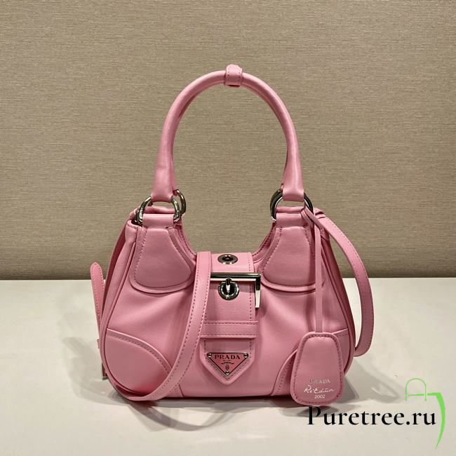 Prada Moon Re-Nylon And Leather Bag Pink 1BA381 size 22.5x16x7.5 cm - 1