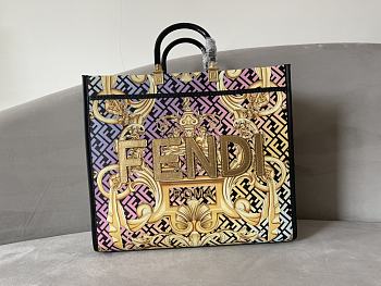 Fendi Fendace Sunshine Large Tote Bag Gold Baroque Print 40x35x21 cm