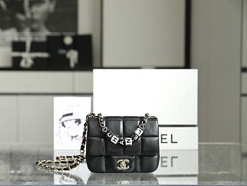 Chanel Mini Flap Bag Black Lambskin Resin & Gold-Tone Metal AS3744 