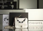Chanel Mini Flap Bag White Lambskin Resin & Gold-Tone Metal AS3744 - 1