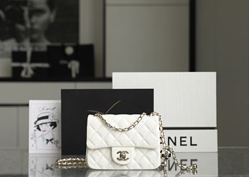 Chanel Mini Flap Bag White Lambskin Enamel & Gold-Tone Metal AS1786