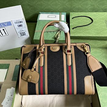 Gucci Bauletto Medium Top Handle Bag Black/Brown 715666 size 34x24x18 cm