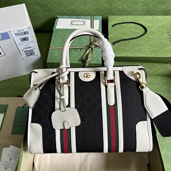 Gucci Bauletto Medium Top Handle Bag Black/White 715666 size 34x24x18 cm