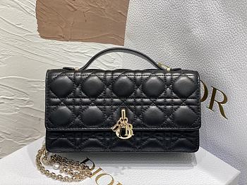 Dior Lady Top Handle Clutch Black Lambskin size 21 x 11.5 x 4.5 cm