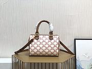 Celine Small Boston In Triomphe Canvas And Calfskin Pink Size 19.5x14x7 cm - 1