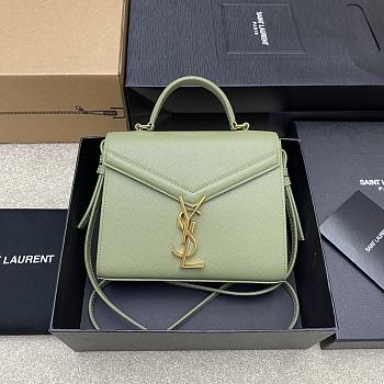 YSL Cassandra Mini Top Handle Bag Avovado Green size 20 x 16 x 7.5 cm