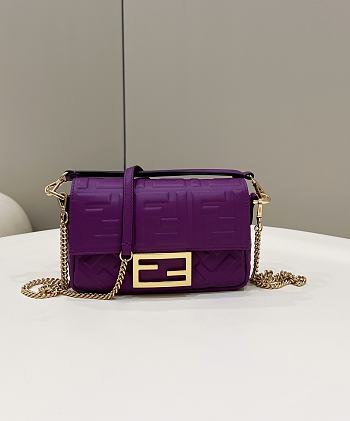 FENDI Baguette Purple Nappa Leather Bag size 19 x 11.5 x 4 cm