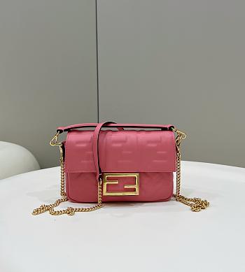 FENDI Baguette Pink Nappa Leather Bag size 19 x 11.5 x 4 cm