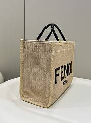 Fendi Sunshine Medium Beige/Black Straw Shopper size 36 x 16 x 30 cm - 2