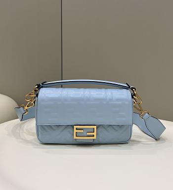 FENDI Baguette Blue Leather Bag size 27 x 15 x 6 cm