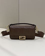 FENDI Baguette Dark Brown Leather Bag size 27 x 15 x 6 cm - 1