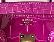 HERMES Birkin Pink Glossy Crocodile Leather size 25 x 20 x 13 cm - 6