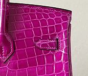 HERMES Birkin Pink Glossy Crocodile Leather size 25 x 20 x 13 cm - 4