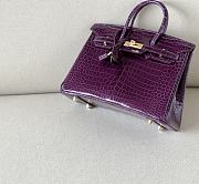 HERMES Birkin Purple Glossy Crocodile Leather size 25 x 20 x 13 cm - 5