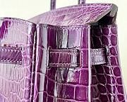 HERMES Birkin Purple Glossy Crocodile Leather size 25 x 20 x 13 cm - 3