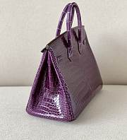 HERMES Birkin Purple Glossy Crocodile Leather size 25 x 20 x 13 cm - 2