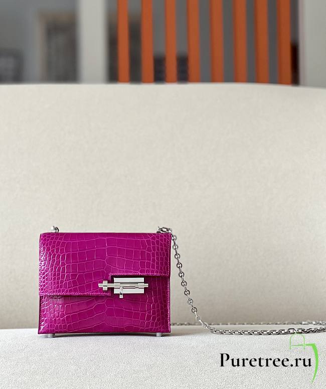 Hermes Verrou Chain Mini Bag Pink Crocodile size 17 x 13 x 5 cm - 1