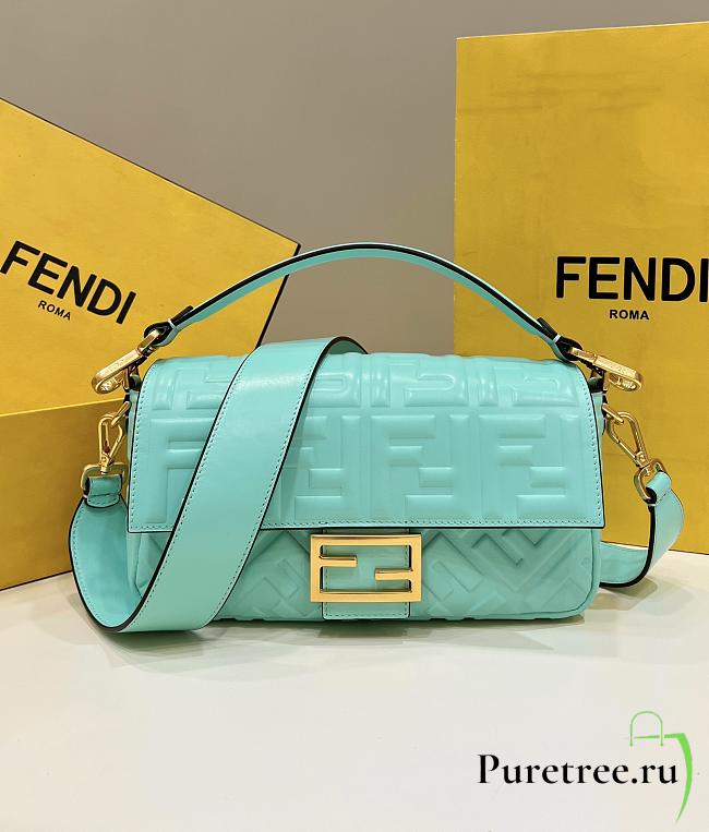 Fendi Baguette Turquoise Nappa Leather Bag size 26 x 5 x 13 cm - 1