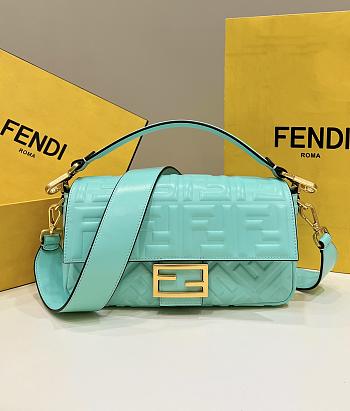 Fendi Baguette Turquoise Nappa Leather Bag size 26 x 5 x 13 cm