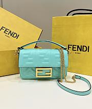 Fendi Mini Baguette Turquoise Nappa Leather Bag size 19 x 11.5 x 4 cm - 1