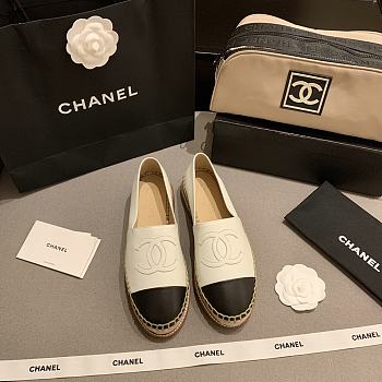 CHANEL Espadrille Shoes White Leather