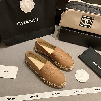 CHANEL Espadrille Shoes Brown Leather