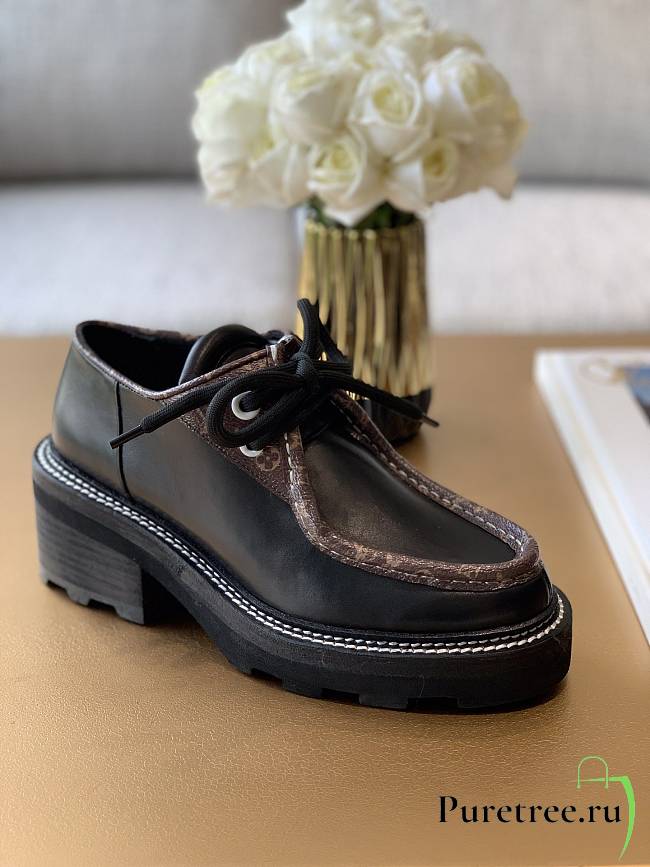 LV Beaubourg Platform Derby Black Leather Shoes - 1