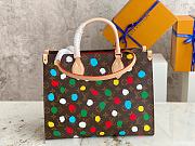 LV x YK Onthego MM Monogram Canvas With 3D Painted Dots Print - 5
