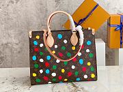 LV x YK Onthego MM Monogram Canvas With 3D Painted Dots Print - 6