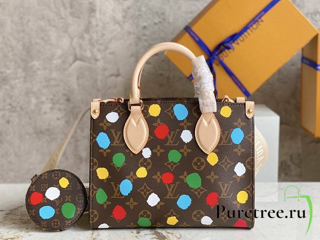 LV x YK Onthego PM Monogram Canvas With 3D Painted Dots Print - 1
