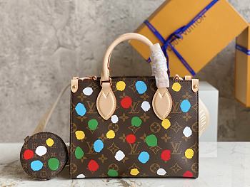 LV x YK Onthego PM Monogram Canvas With 3D Painted Dots Print