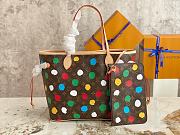 LV x YK Neverfull MM Monogram Canvas With 3D Painted Dots Print - 5