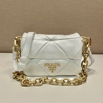 Prada System Nappa Patchwork Shoulder Bag White 21x15x6.5 cm