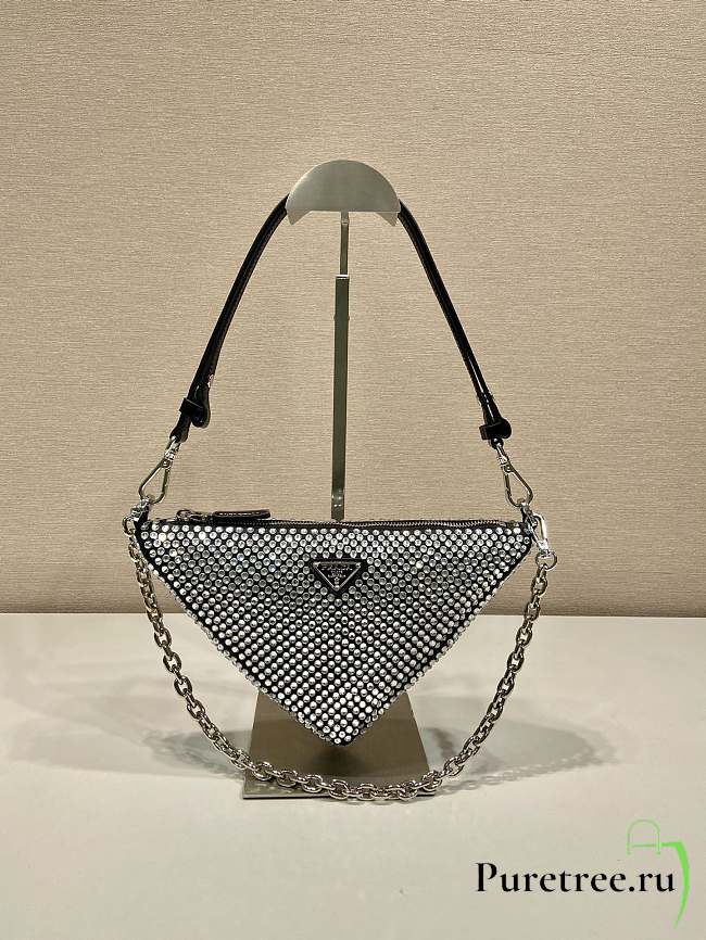 Prada Triangle Satin Mini-Bag With Crystals size 26x15x6 cm - 1