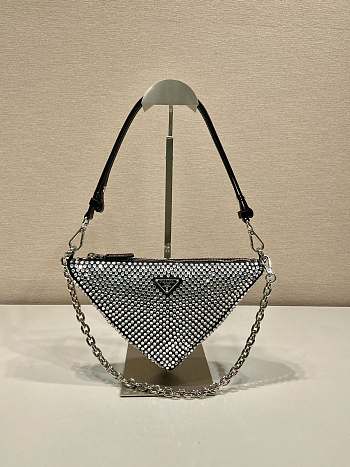 Prada Triangle Satin Mini-Bag With Crystals size 26x15x6 cm