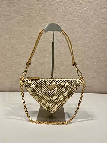 Prada Triangle Satin Mini-bag With Crystals Platinum 26x15x6 cm