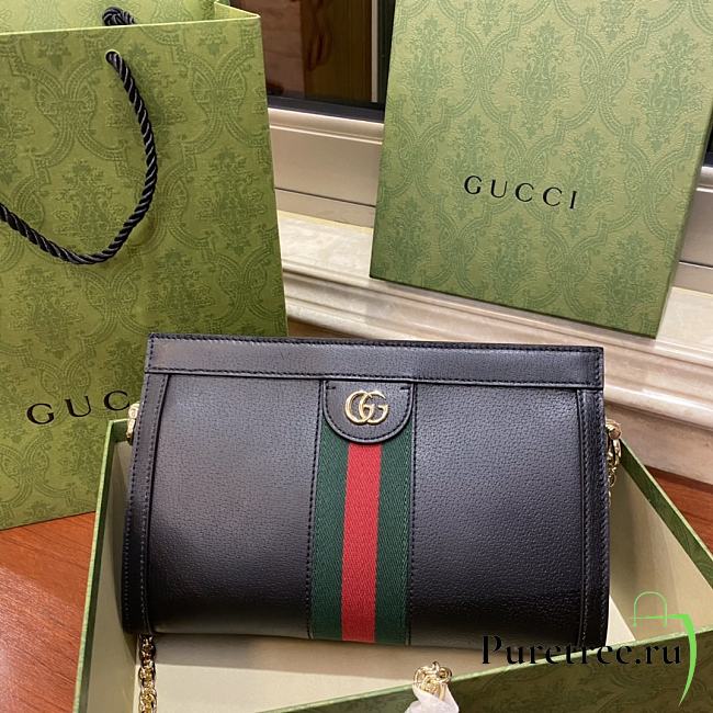 Gucci Ophidia GG Small Shoulder Bag Black Leather 503877 size 26x17.5x8 cm - 1