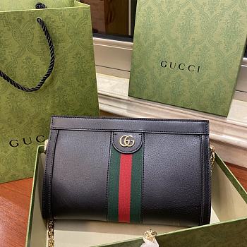 Gucci Ophidia GG Small Shoulder Bag Black Leather 503877 size 26x17.5x8 cm