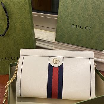 Gucci Ophidia GG Small Shoulder Bag White Leather 503877 size 26x17.5x8 cm