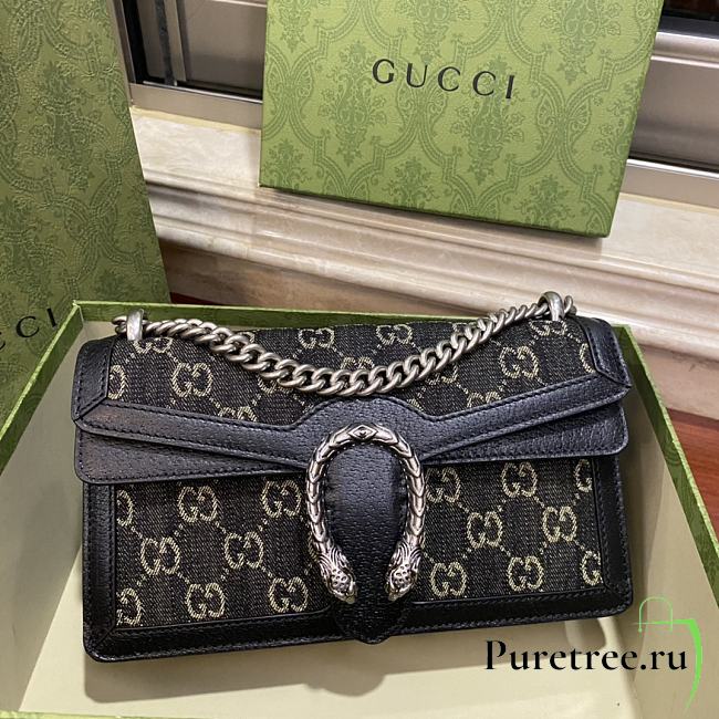 Gucci Dionysus GG Small Shoulder Bag Black/Ivory GG Supreme 499623 - 1