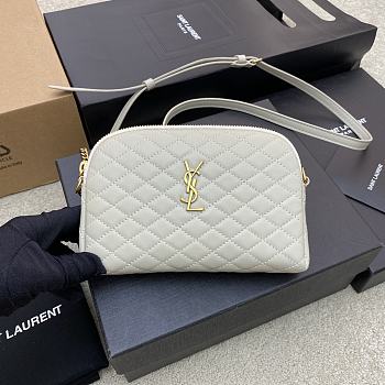 YSL Gaby Chain Pouch In Quilted White Lambskin size 13 x 9 x 3.5 cm