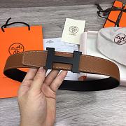 Hermes Belt Black Buckle Brown Leather 3.8mm - 1